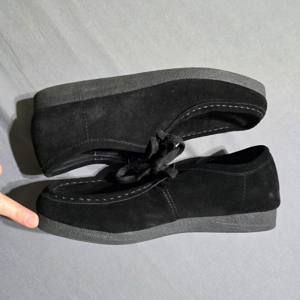 Project Cloud Wallya Shoes Mens 11 Black Suede Moc Toe Crepe Sole Memory Foam
